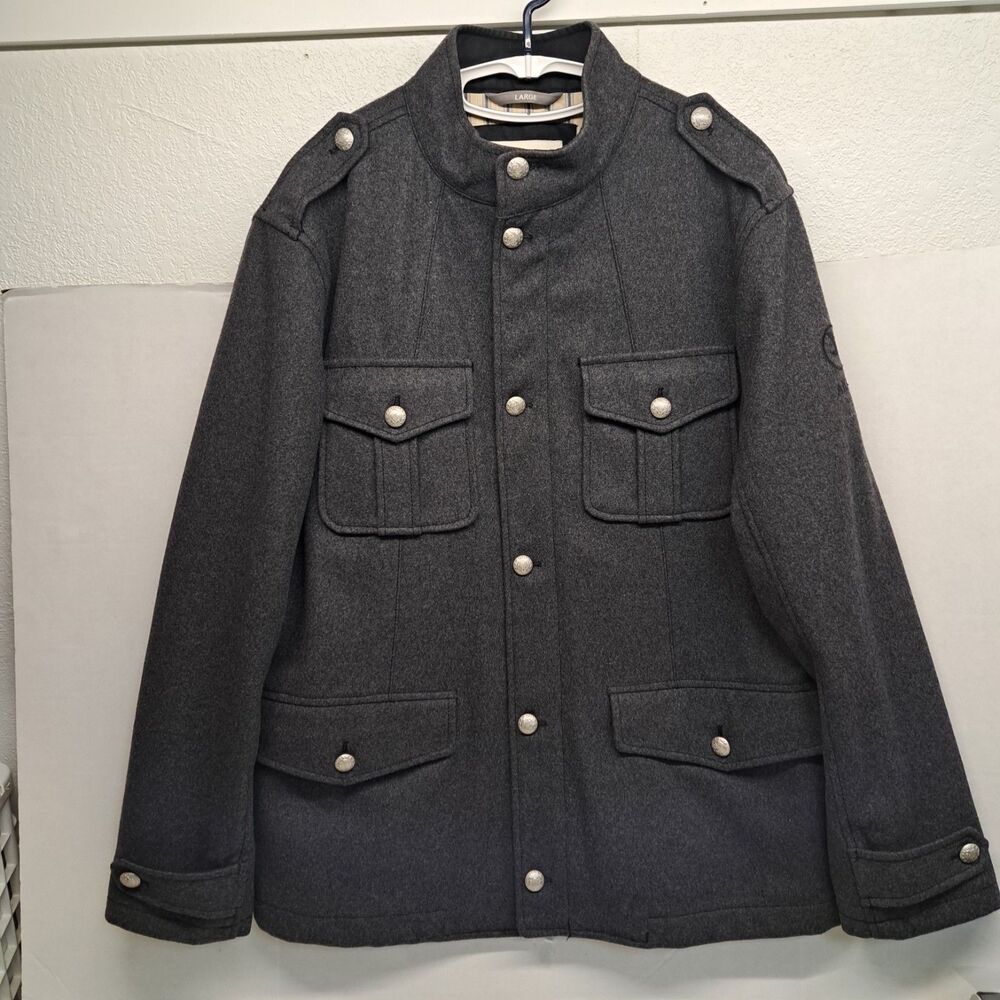 Aigle Wool Coat Gray Military Style Utility Men's Large